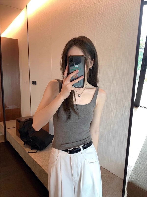 Top su krūties pagalvėlėmis, liesa kirpimo, medvilnės-viskozės mišinys, trumpas ilgis, hip-hop gatvės stilius