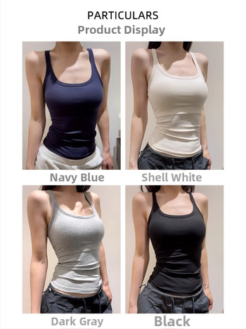 Moterų Amerikietiško stiliaus kamisolas, lengvas vasaros be rankovių topas su įsiūta krūties pagalvėle, halter kaklo, siauras kirpimas, vientisas, ilgis 50-65 cm, audinys: medvilnė–viskozė–elastanas