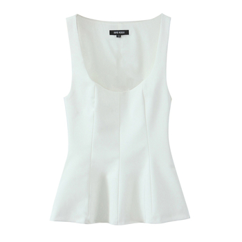 Moteriškas be rankovių viršutinis topas su elastine kraštine — Slim fit, poliesteris, ilgis 40–50 cm, 90–95% poliesterio
