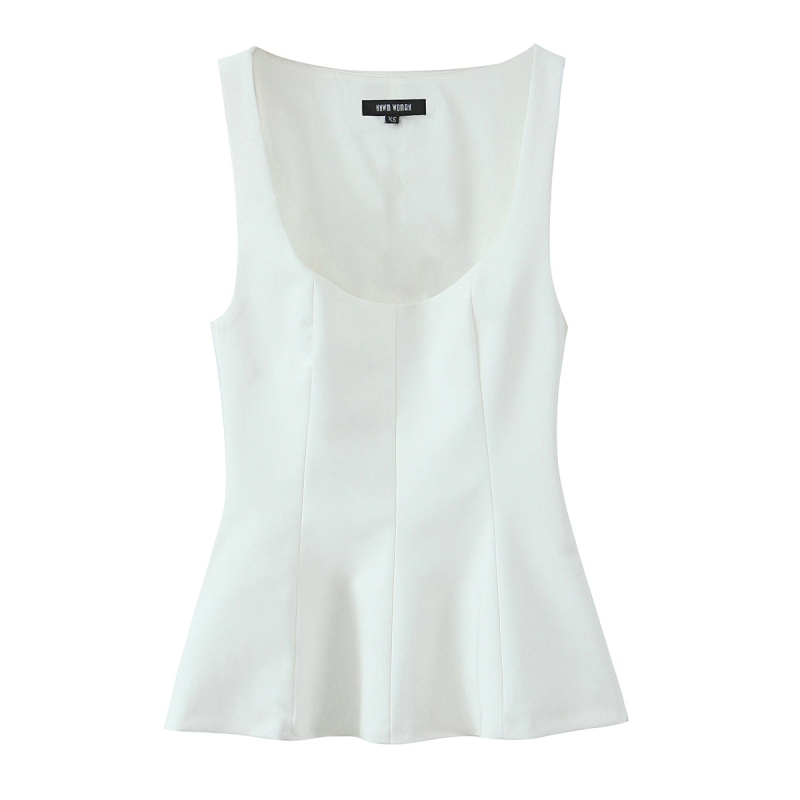 Moteriškas be rankovių viršutinis topas su elastine kraštine — Slim fit, poliesteris, ilgis 40–50 cm, 90–95% poliesterio