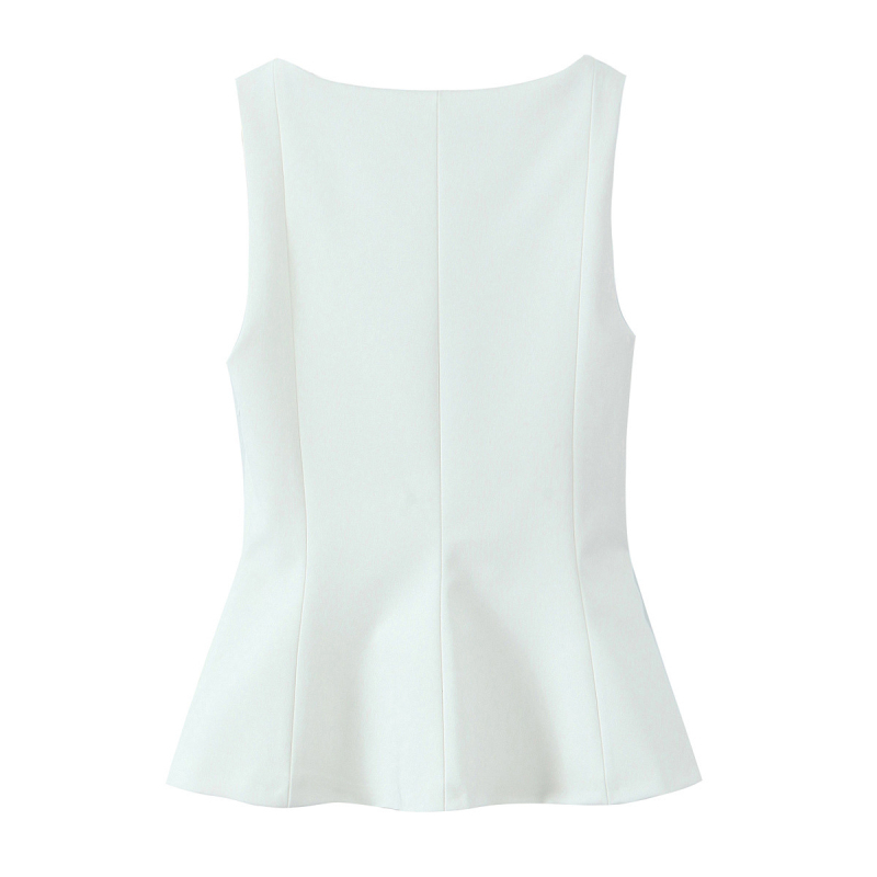 Moteriškas be rankovių viršutinis topas su elastine kraštine — Slim fit, poliesteris, ilgis 40–50 cm, 90–95% poliesterio