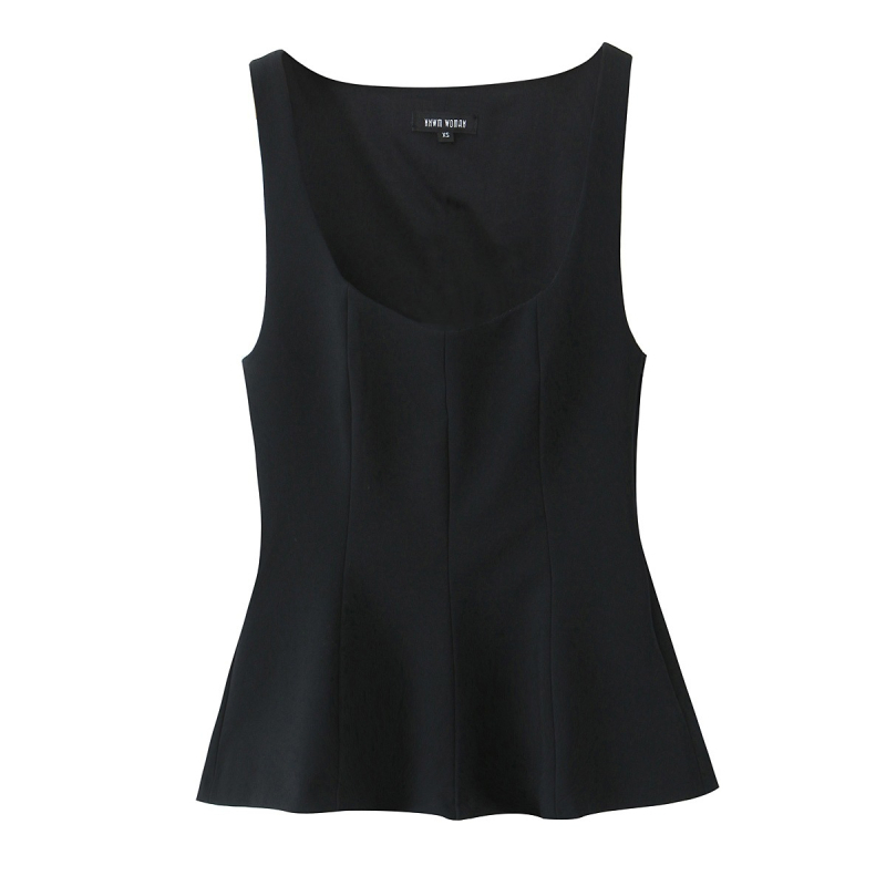 Moteriškas be rankovių viršutinis topas su elastine kraštine — Slim fit, poliesteris, ilgis 40–50 cm, 90–95% poliesterio