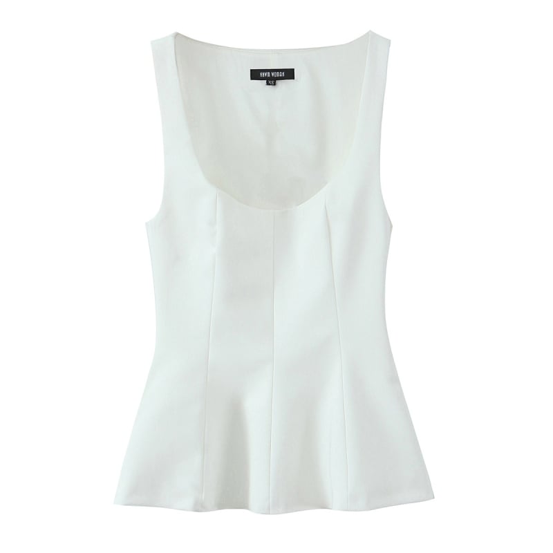 Moteriškas be rankovių viršutinis topas su elastine kraštine — Slim fit, poliesteris, ilgis 40–50 cm, 90–95% poliesterio