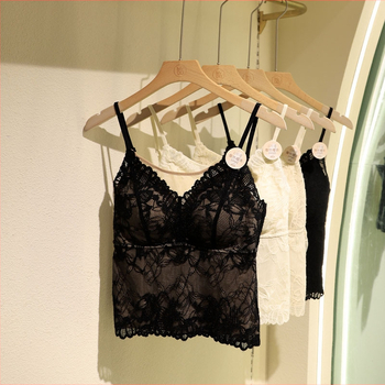 Nėrinių camisole su V kaklu, nailonas, ultra plonas audinys 81–100 g/m², be siūlių, ruduo 2025