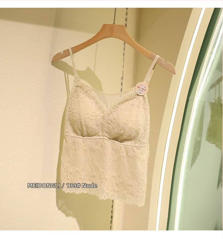 Nėrinių camisole su V kaklu, nailonas, ultra plonas audinys 81–100 g/m², be siūlių, ruduo 2025