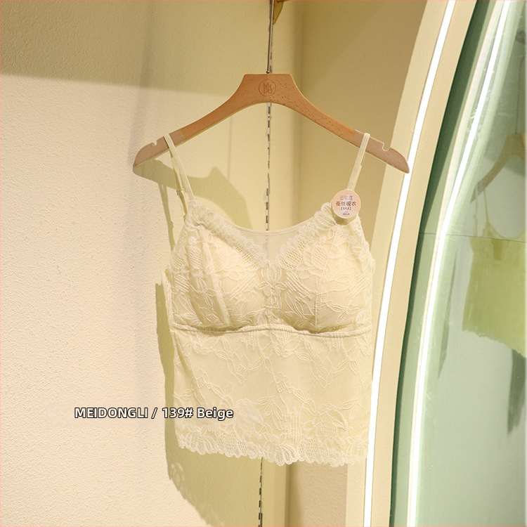 Nėrinių camisole su V kaklu, nailonas, ultra plonas audinys 81–100 g/m², be siūlių, ruduo 2025