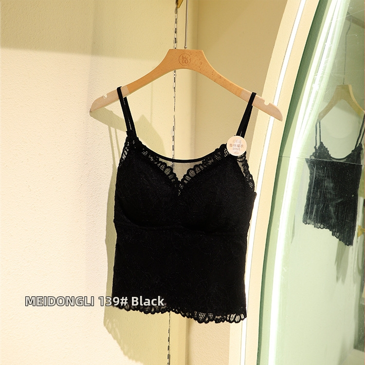 Nėrinių camisole su V kaklu, nailonas, ultra plonas audinys 81–100 g/m², be siūlių, ruduo 2025