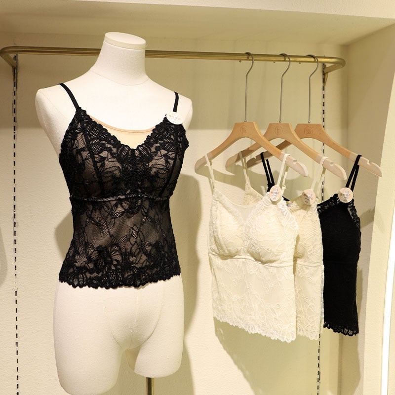 Nėrinių camisole su V kaklu, nailonas, ultra plonas audinys 81–100 g/m², be siūlių, ruduo 2025