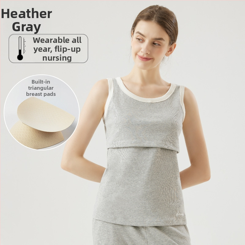 Nėščiųjų maitinančiojo toppas – Sling stilius, apvali kaklo iškirptė, be rankovių, įprasto ilgio, medvilnės-silko-elastano mišinio, prieiga maitinti