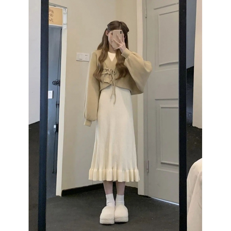 Бременна рокля от плетиво, кръгла яка, дълги ръкави, средна дължина, А-линия, вискоза 95%+