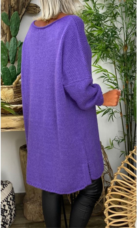 Džemper, slobodan kroj, kružni izrez, kratki rukav, akrilno-kašmirska smjesa, gradski stil