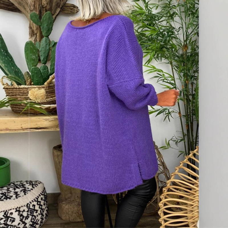 Džemper, slobodan kroj, kružni izrez, kratki rukav, akrilno-kašmirska smjesa, gradski stil