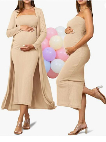 Дамска рокля за бременни, без ръкави, миди дължина, milk silk материя, полиестер 80-90% и спандекс под 30%, едноцветна