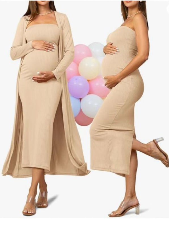 Дамска рокля за бременни, без ръкави, миди дължина, milk silk материя, полиестер 80-90% и спандекс под 30%, едноцветна