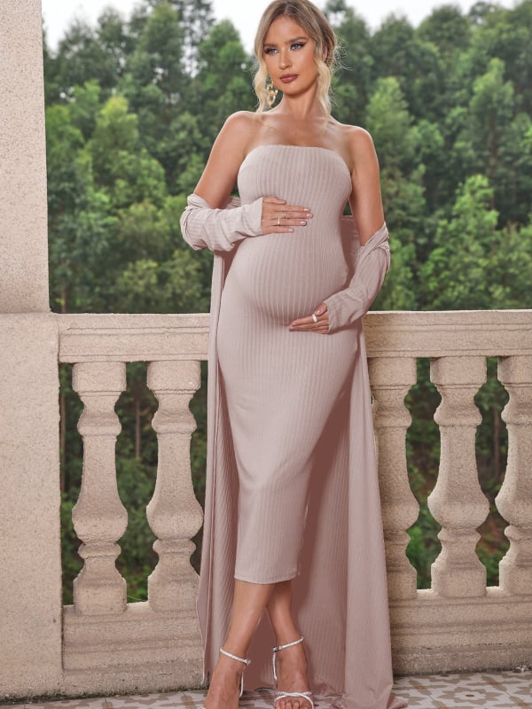 Дамска рокля за бременни, без ръкави, миди дължина, milk silk материя, полиестер 80-90% и спандекс под 30%, едноцветна