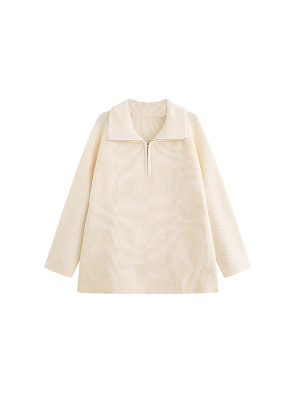 Плюс размер дамски пуловер с качулка и лацкена яка, дълги ръкави, полиестер-акрилно плетиво, Зимна колекция 2025