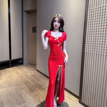 Ljetna poboljšana cheongsam haljina s remenom u struku, vitka silueta, seksi bodycon haljina za noćni klub