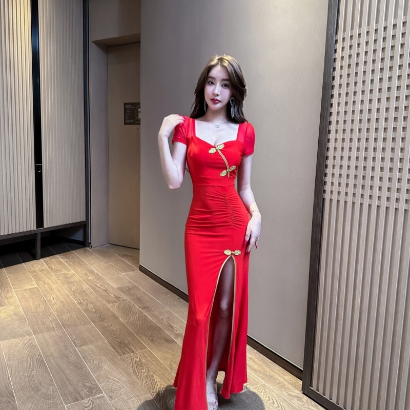Ljetna poboljšana cheongsam haljina s remenom u struku, vitka silueta, seksi bodycon haljina za noćni klub