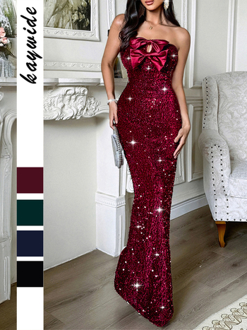 Õhtukleit õlapealt avatud kaelusega, flitteritega, pikk siluett, polüester