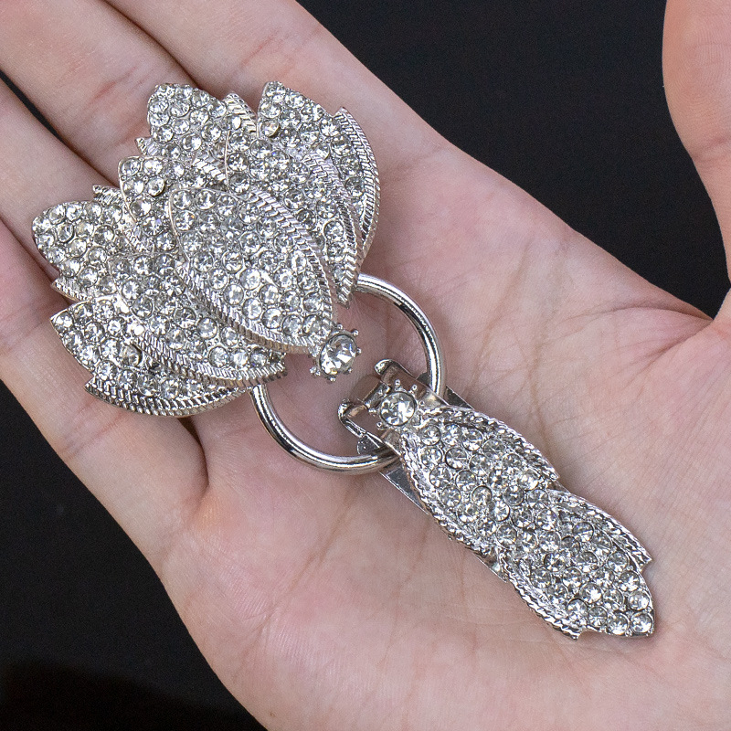 Hengmeihe kaklo sagtis su kristalais, duckbill tipo, skirtas minkų kailiams – aukštos kokybės drabužių aksesuaras