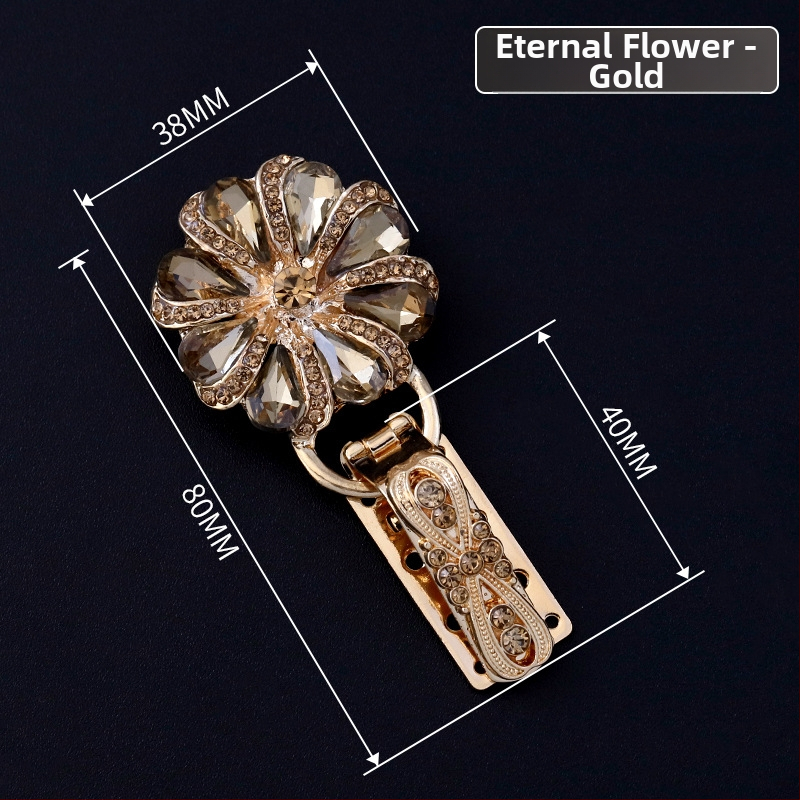 Hengmeihe dekoratyvinė sagė paltui — cinko lydinio su imitaciniais kristalais, klasikinis nacionalinis stilius, minimalistinis dizainas