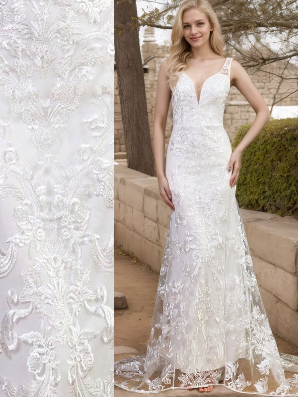 Moteriška maxi suknelė su siuvinėta nėriniu, gilus V formos iškirptė, be rankovių, ilga suknelė, undinėlės siluetas