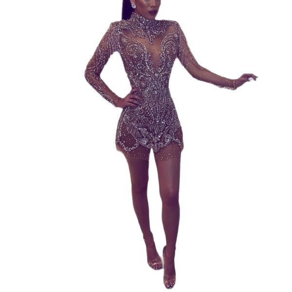 Moteriška suknelė vienu pečiu, ilgos rankovės, midi ilgis, 95% poliesteris, vasara 2025