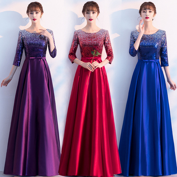 Suaugusiųjų choro scenos kostiumas - aukšta juosmens A linijos ilgas sijonas, 95% poliesteris, 3/4 rankovės