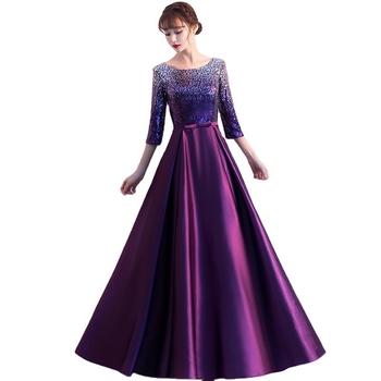 Suaugusiųjų choro scenos kostiumas - aukšta juosmens A linijos ilgas sijonas, 95% poliesteris, 3/4 rankovės