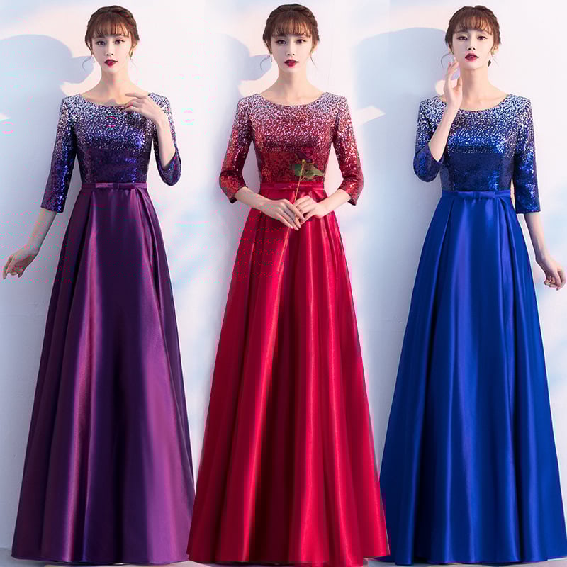 Suaugusiųjų choro scenos kostiumas - aukšta juosmens A linijos ilgas sijonas, 95% poliesteris, 3/4 rankovės