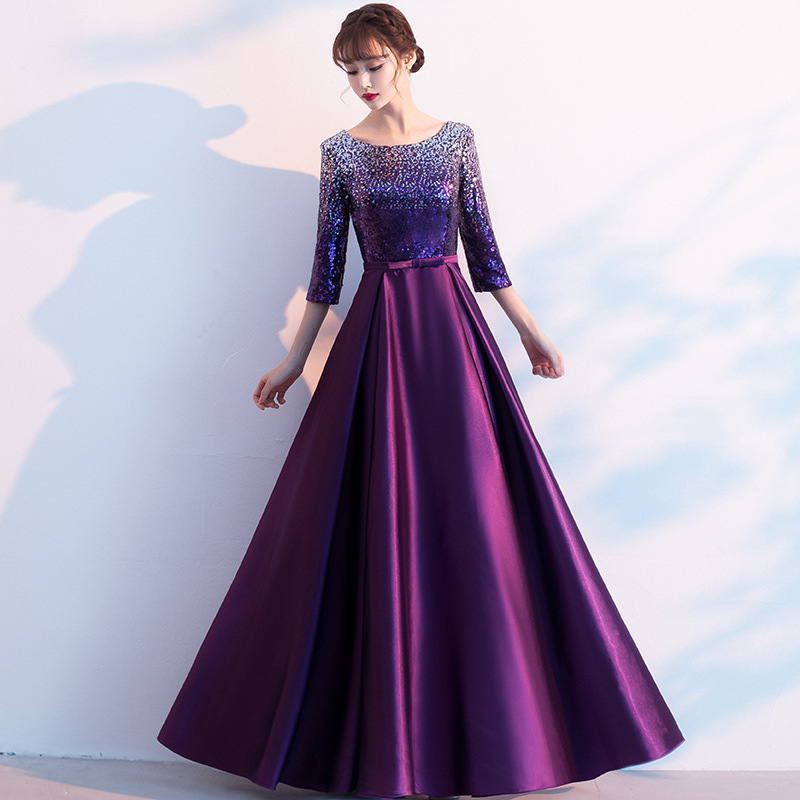 Suaugusiųjų choro scenos kostiumas - aukšta juosmens A linijos ilgas sijonas, 95% poliesteris, 3/4 rankovės