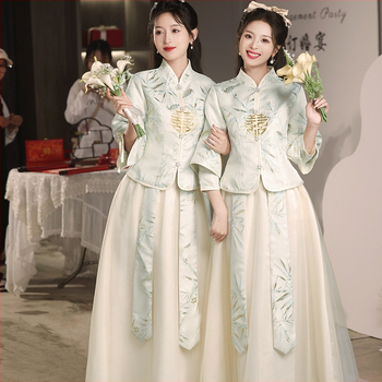 Pamergės suknelė, ilgomis rankovėmis, ilga suknelė, tinklinis audinys, stovinti apykaklė