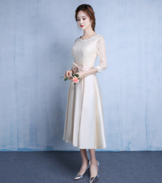 Midi ilgio vakarinė suknelė su 3/4 rankovėmis, lininė medžiaga, A linijos siluetas, aukštas liemuo