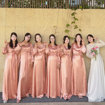 Elegantiška pamergos suknelė su ilgomis rankovėmis, ilga suknelė, poliesteris, prekės ženklas Loriya 5 Flowers