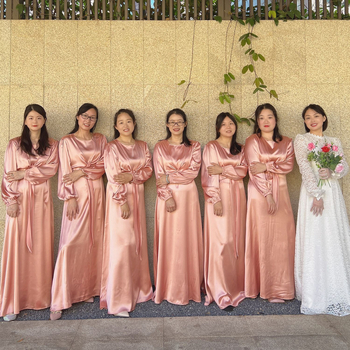 Elegantiška pamergos suknelė su ilgomis rankovėmis, ilga suknelė, poliesteris, prekės ženklas Loriya 5 Flowers