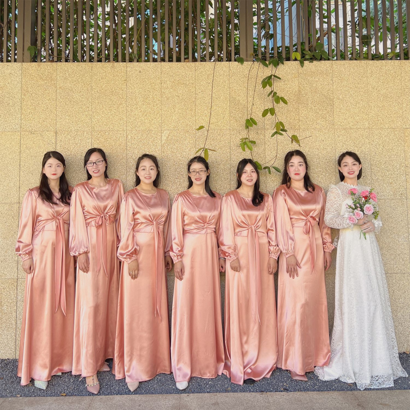 Elegantiška pamergos suknelė su ilgomis rankovėmis, ilga suknelė, poliesteris, prekės ženklas Loriya 5 Flowers