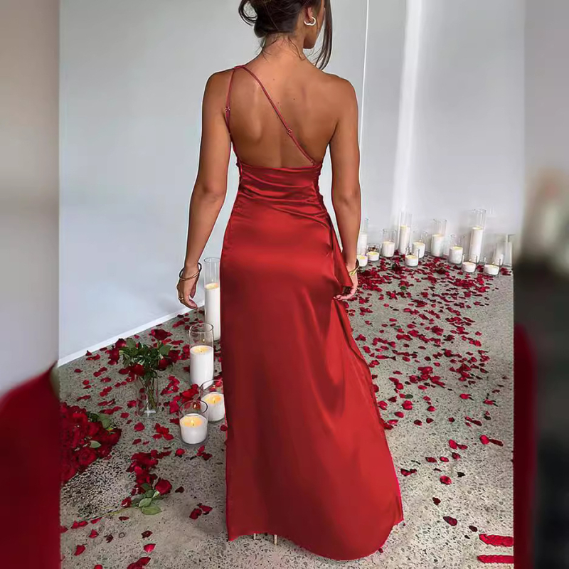 Suknelė - vamzdelio tipo kaklas, be rankovių, siauras siluetas, ilga suknelė, koliažo dizainas