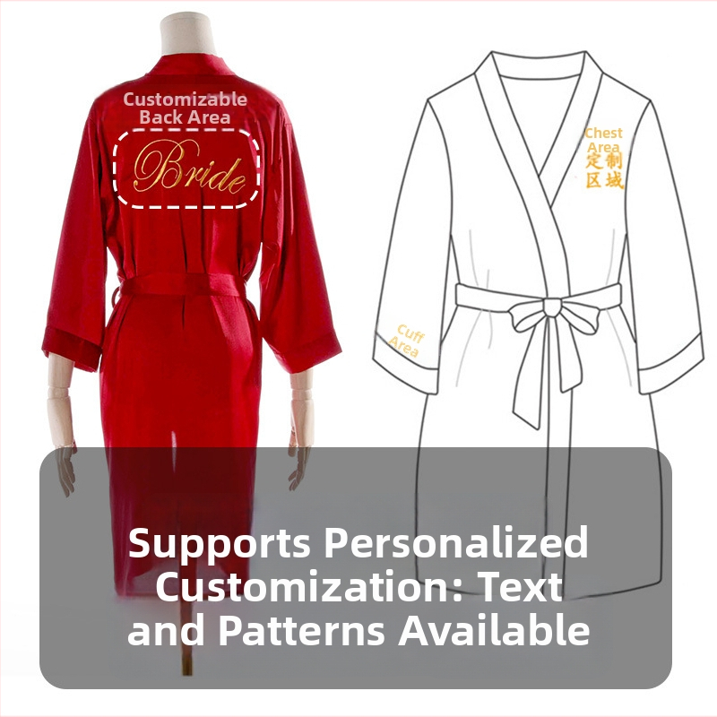 Pruudile ja kaaslannale brodeeritud sünteetilisest siidist rüü, pikad varrukad, laevakõrgune kaelus