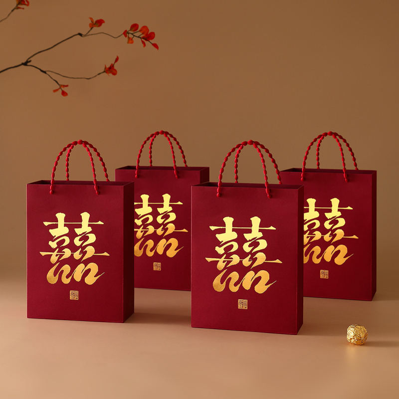 Xiuyoufu kvadratinė popierinė dovanų rankinė vestuvėms – kinų stiliaus, skirta pamergoms