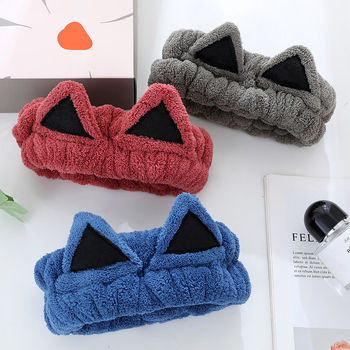 Комплект лента за глава с котешки уши и кърпа в подаръчна кутия — корал флийс; тегло 280 г; марка Mufanduo; персонализируем; опаковка: подаръчна кутия