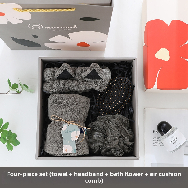 Kačių ausų plaukų juosta ir rankšluostis dovanų rinkinys dovanų dėžutėje — medžiaga: koralinis flizas; svoris: 280 g; prekinis ženklas: Mufanduo; pritaikoma: Taip; įpakavimas: dovanų dėžutė