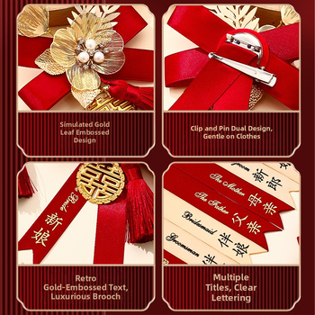 Kāzu corsage komplekts līgavai, līgavainim un ģimenei - rokām darinātas lentīšu brošas