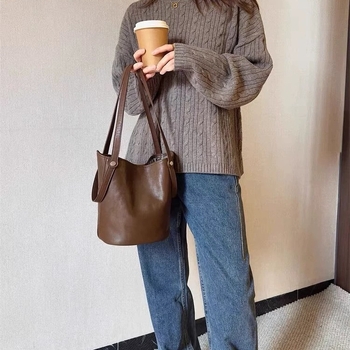 Kibirinė rankinė su vandens kibiro dizainu, PU medžiaga, poliesterio pamušalas, dvigubi pečių dirželiai — Kailudeng mw-678, 2025 m. vasara