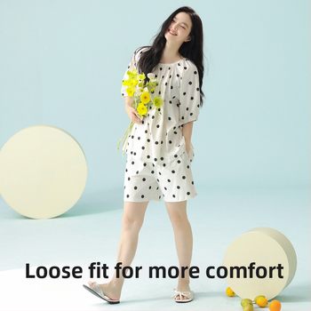 Antibakterinė medvilninė naktinė suknelė, ilga, vasarai, 3/4 rankovės, apvali kaklo linija, 95–100% medvilnė