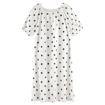 Antibakterinė medvilninė naktinė suknelė, ilga, vasarai, 3/4 rankovės, apvali kaklo linija, 95–100% medvilnė
