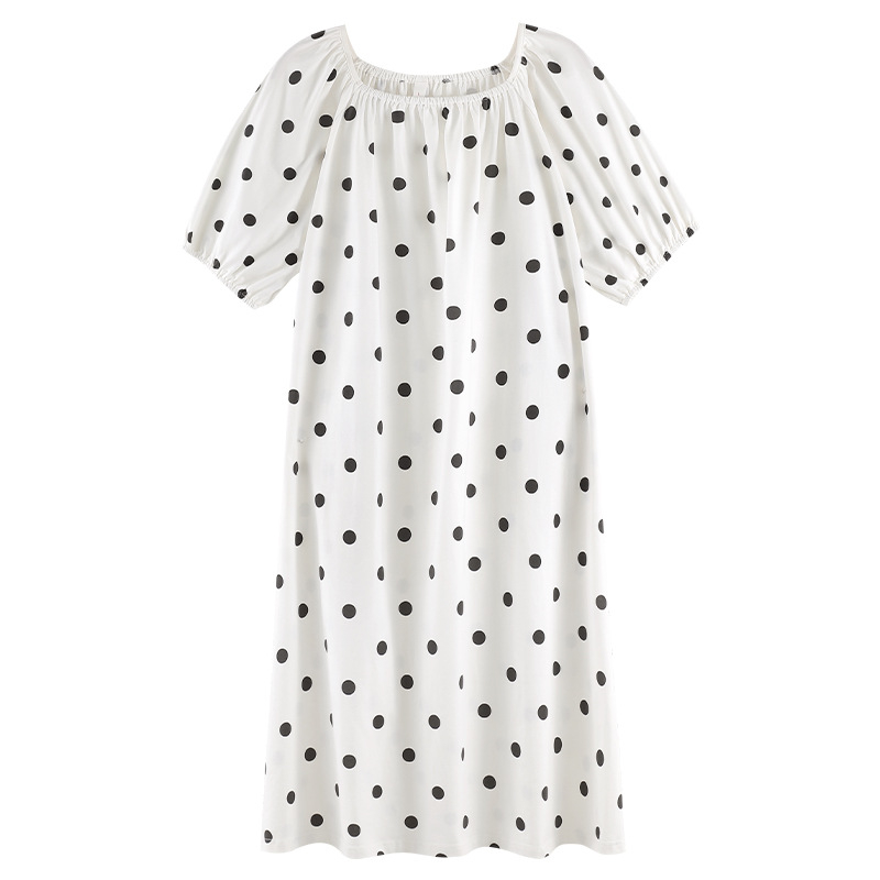 Antibakterinė medvilninė naktinė suknelė, ilga, vasarai, 3/4 rankovės, apvali kaklo linija, 95–100% medvilnė