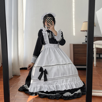Maid cosplay suknelė - Britiško stiliaus ilgos rankovės, Japonų stiliaus uniforma - Sintetinių pluoštų mišinys, Poliesteris, Zi Xiao