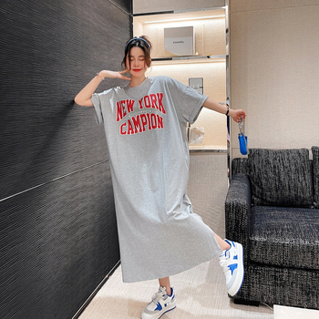 Rochie în A-line, stil coreean, decolteu rotund, mâneci 3/4, 95% bumbac