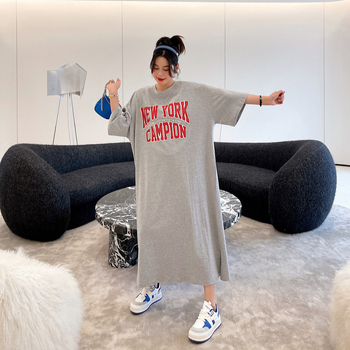 Rochie în A-line, stil coreean, decolteu rotund, mâneci 3/4, 95% bumbac