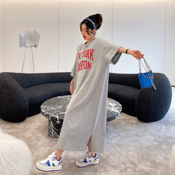 Rochie în A-line, stil coreean, decolteu rotund, mâneci 3/4, 95% bumbac